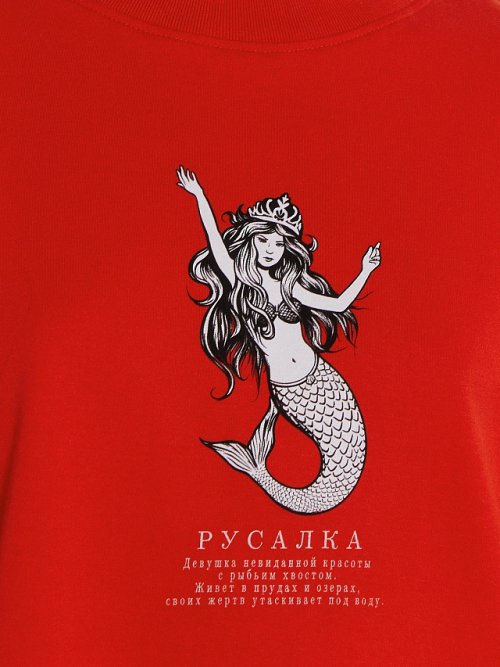 Футболка женская ало-красная с русалкой, фото 6 из 6