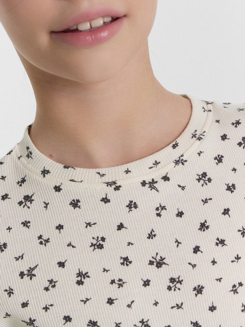 Футболка для девочек кремовая с принтом, фото 5 из 5