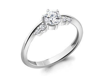 Кольцо помолвочное Aquamarine, серебро 925 проба, вставка фианит