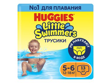 Детские одноразовые трусики-подгузники для плавания HUGGIES Little Swimmers 5-6 (12-18кг)*13шт