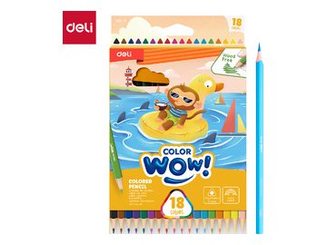 Карандаши цветные пластиковые DELI С00110 18цв. в картонной упаковке