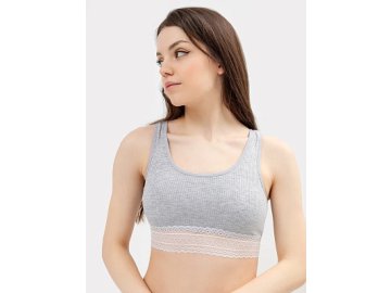 Бюстье женское серое с кружевными деталями