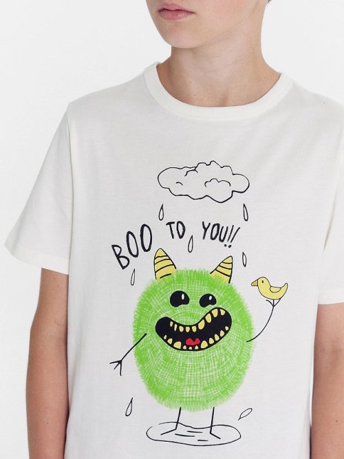 Футболка для мальчиков светло-молочная с печатью, фото 5 из 5