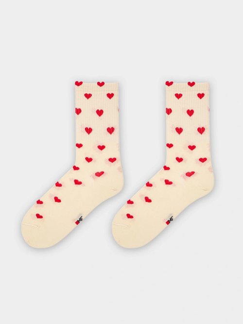 Носки женские бежевые с сердечками, фото 6 из 7