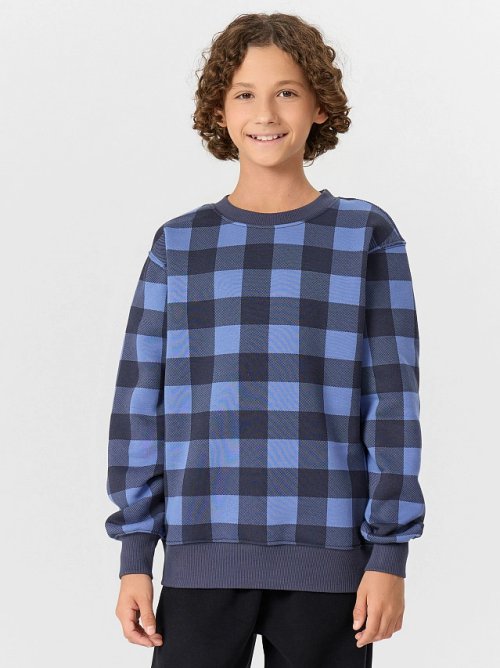Свитшот для мальчиков синий в клетку, фото 1 из 6