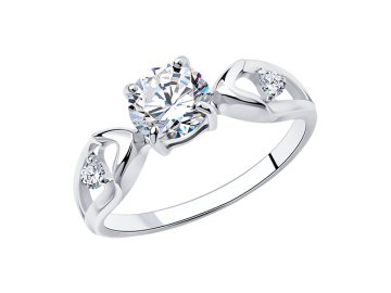 Кольцо декоративное Diamant, серебро 925 проба, вставка фианит