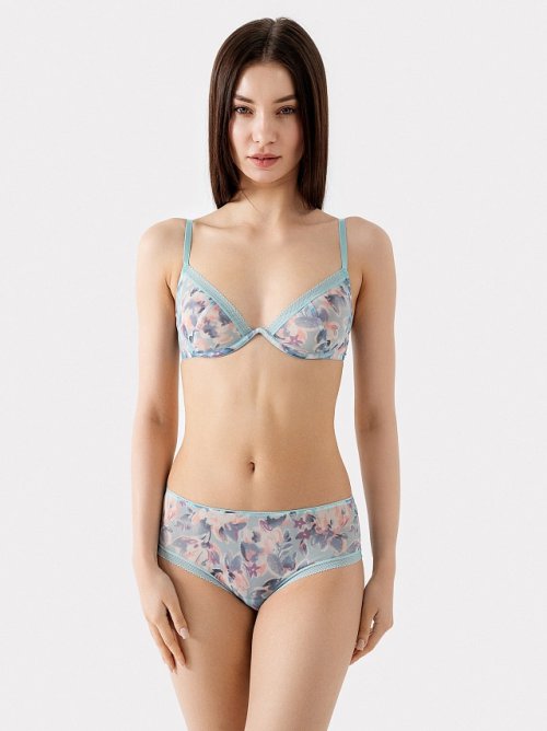 Трусы женские шорты мятно-зеленые с крупными цветами, фото 2 из 18