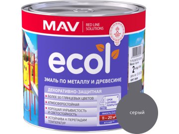 Эмаль ECOL по металлу и древесине (ПФ-115) серая глянцевая  2,4л (2 кг)