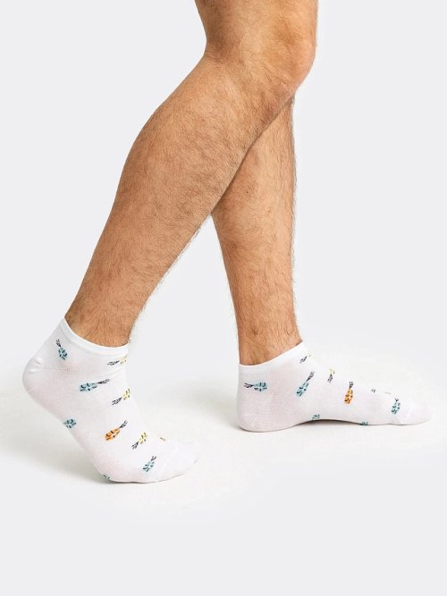 Носки мужские короткие белые с рисунком в виде креветок, фото 1 из 4