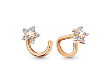 Пирсинг в нос Aquamarine, красное золото 585 проба