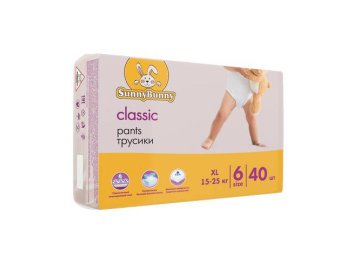 Подгузники-трусики детские SUNNY BUNNY, 6 XL, 40 шт