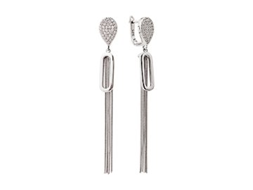 Серьги длинные, серебро 925 проба, вставка фианит