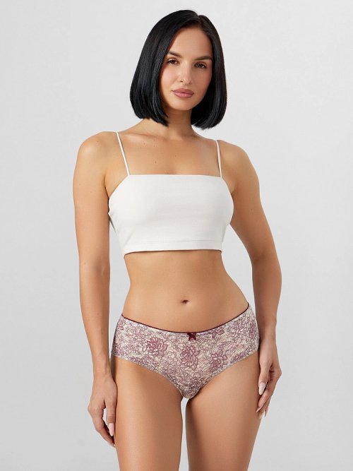 Трусы шорты женские бордовые кружевные, фото 1 из 24