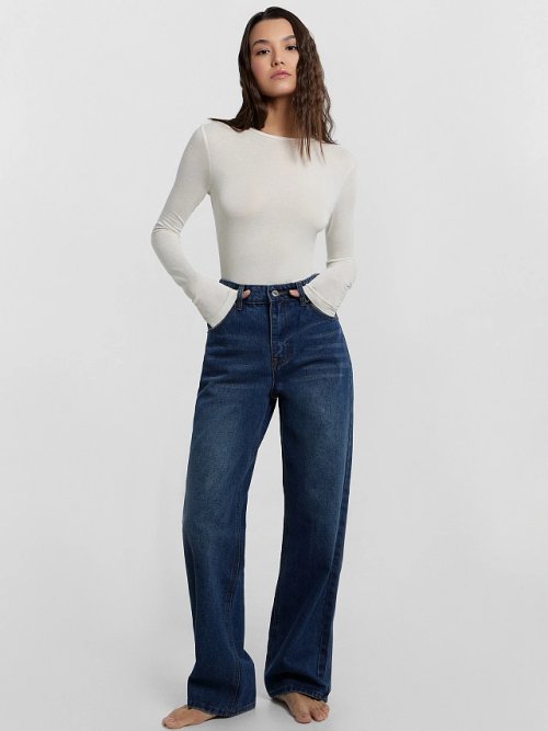 Джинсы женские Wide leg fit синие, фото 7 из 40