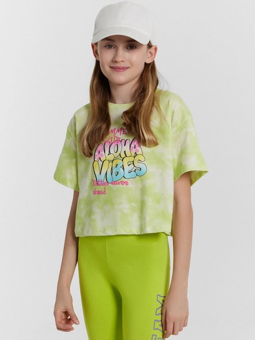 Футболка для девочек с надписью "Aloha vibes", фото 1 из 20