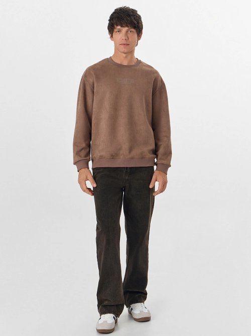 Свитшот мужской бежевый с эффектом замши, фото 3 из 6