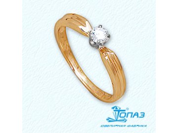 Кольцо помолвочное Karatov, красное золото 585 проба, вставка фианит