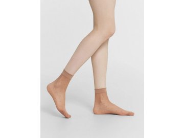 Ноские женские бежевые с рисунком в виде мелкого горошка