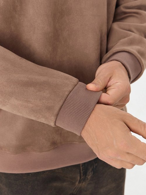 Свитшот мужской бежевый с эффектом замши, фото 5 из 6