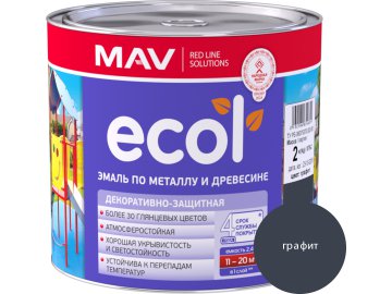 Эмаль ECOL по металлу и древесине (ПФ-115) графит глянцевая  2,4л (2 кг)