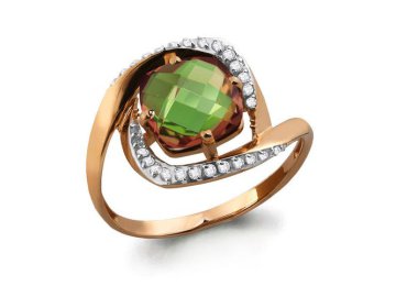 Кольцо декоративное Aquamarine, красное золото 585 проба, вставка султанит