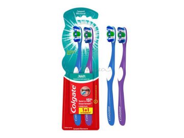 Зубная щетка COLGATE 360 Суперчистота средней жесткости, набор 1+1