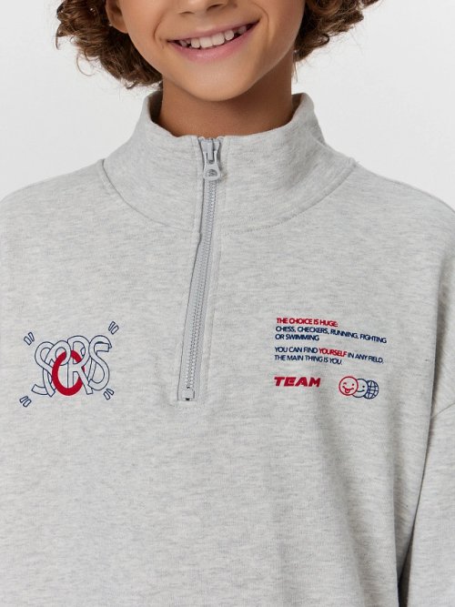 Толстовка для мальчиков серая с принтом, фото 8 из 11