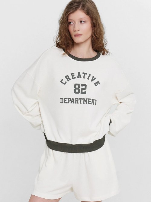 Комплект домашний кремовый с принтом и надписью "creative department", фото 9 из 11
