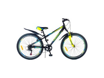 Двухколесный велосипед Favorit MATEO-24MDA р.12 MAT24MD12BK-AL (черный/желтый)