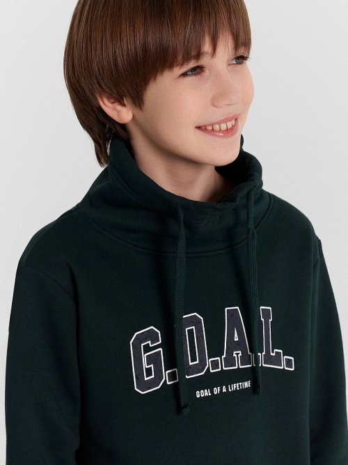 Джемпер для мальчиков зеленый с принтом "G.O.A.L", фото 5 из 6