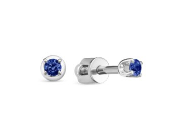Серьги пусеты Diamond Union, белое золото 585 проба, вставка сапфир