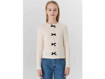 Джемпер для девочек молочный с декоративными бантиками Марк Формель