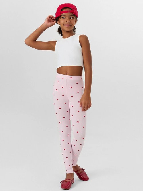 Легинсы для девочек розовые с принтом "сердечки", фото 5 из 5