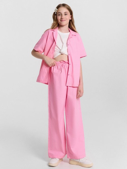 Брюки для девочек розовые в полоску, фото 1 из 5