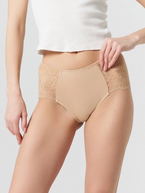 Трусы макси женские бежевые, в наборе, 2 шт, фото 2 из 30