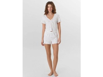 Комплект домашний женский белый с цветочным принтом