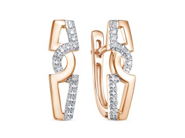 Серьги с английским замком RoseGrace, красное золото 585 проба, вставка бриллиант
