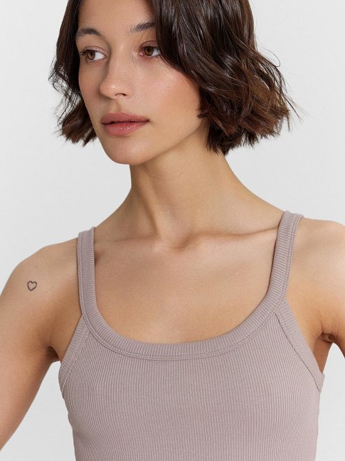 Топ женский бежевый в рубчик, фото 4 из 6