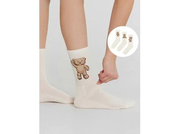 Носки женские кремовые с изображением медвежат в наборе, 3 пары Марк Формель