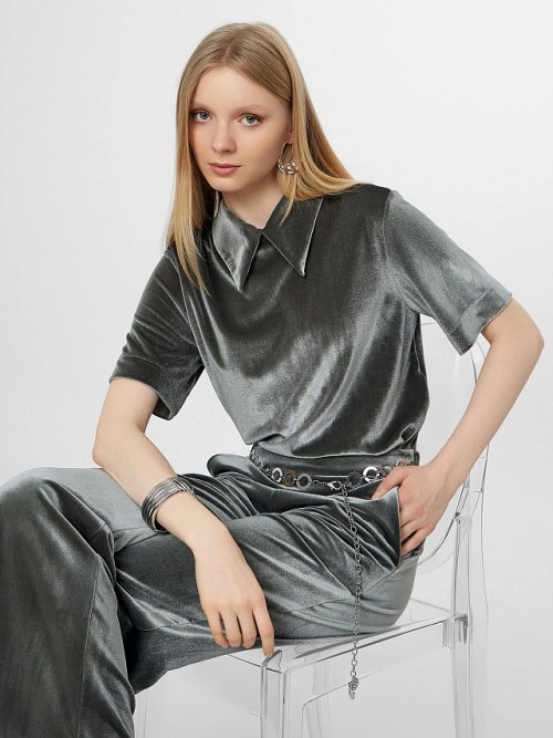 Поло велюровое женское зеленое, фото 6 из 6