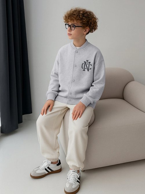 Толстовка для мальчика серая с печатью, фото 1 из 7