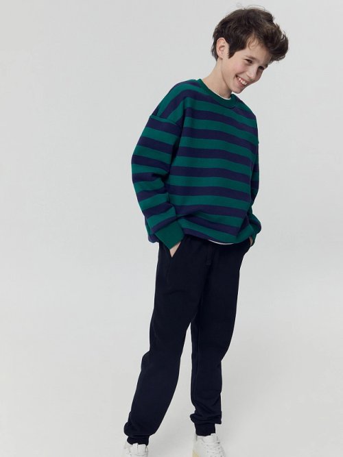 Свитшот для мальчиков в сине-зеленую полоску, фото 2 из 5