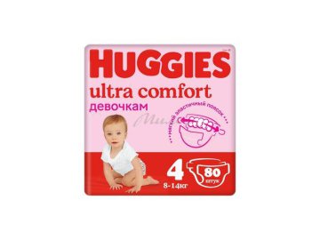 Подгузники для детей HUGGIES Ultra Comfort Giga Girl 4 (8-14 кг), 80 шт