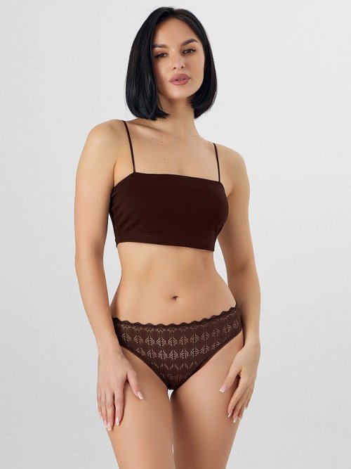 Трусы женские коричневые классические кружевные, фото 1 из 8