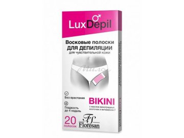 Восковые полоски LUX DEPIL для депиляции области бикини и подмышек, 20 шт