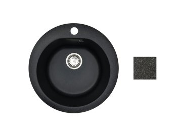 Мойка из каменной крошки NIKA блэк 50,5х50,5см. в компл. с сифоном в Жодино Ома