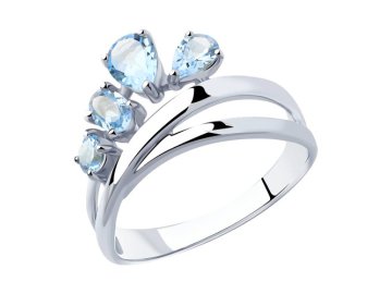 Кольцо декоративное Diamant, серебро 925 проба, вставка топаз