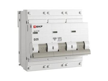 Выключатель автоматический EKF PROxima ВА 47-100 3P 25А (D) 10kA