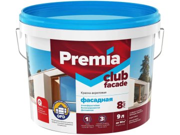 Краска PREMIA CLUB фасадная база А 9л