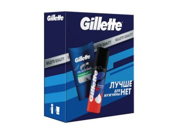 Подарочный Набор GILLETTE Гель после бритья Sensitive Skin для чувствительной кожи, 75 мл + Пена для бритья Классическая, 50 мл